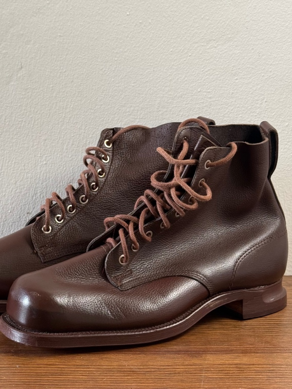 1941 Swedish Army Military Boots Edlings Brown Leather WWII Vintage Size 45